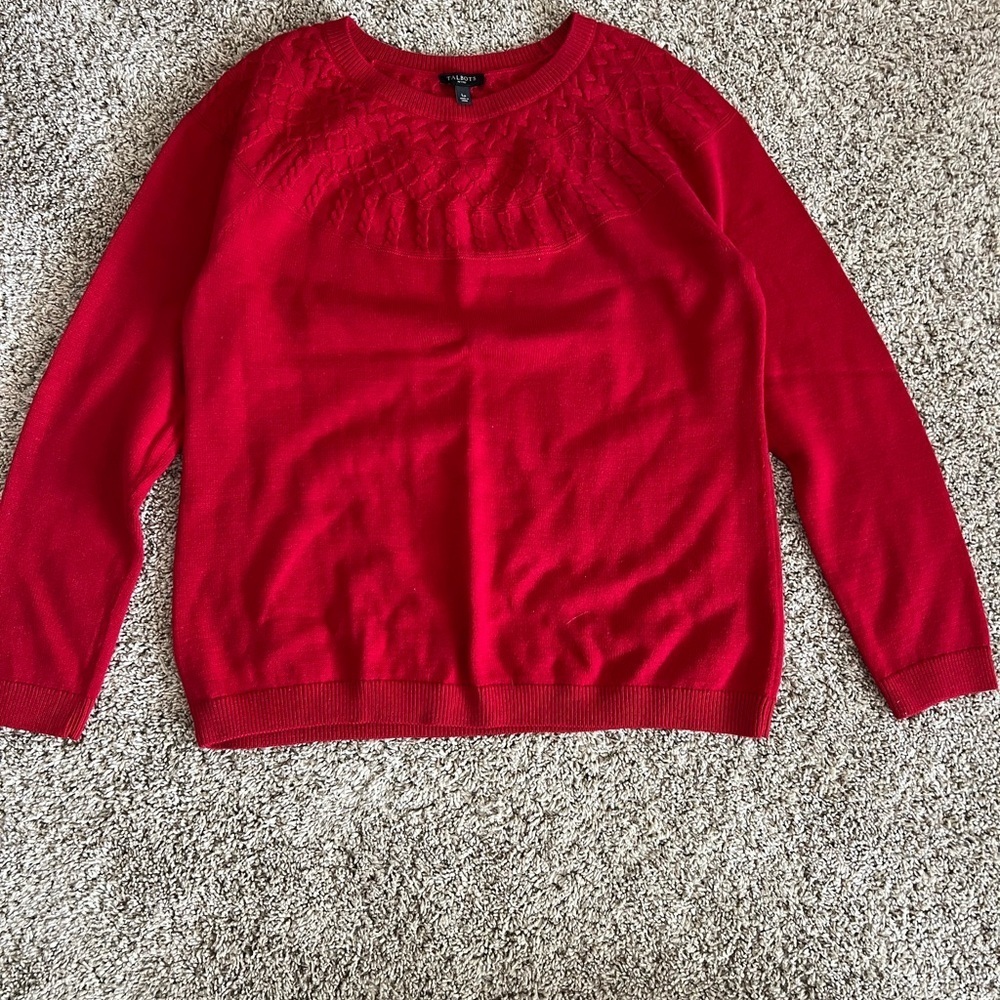 Talbots Vibrant Red Crew Neck Sweater